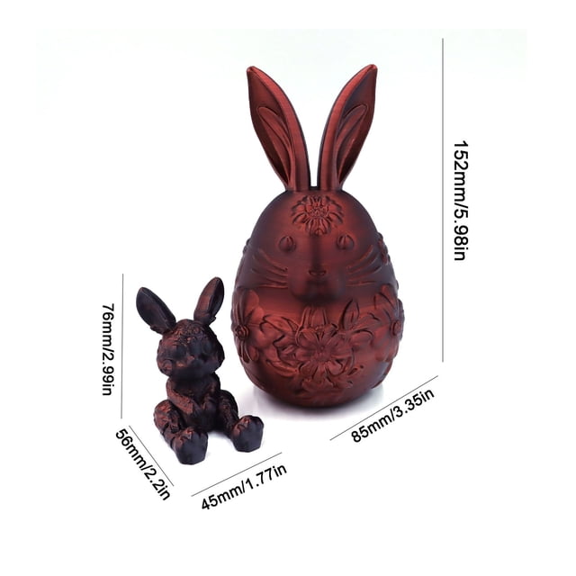 Tauxra Easter Bunny Figurine 3D Printed Articulated Jointed Movable Rabbit Decor, 6 Inch Blue Spring Tabletop Accent for Home Shelf Living Room Office Easter Basket Stuffers