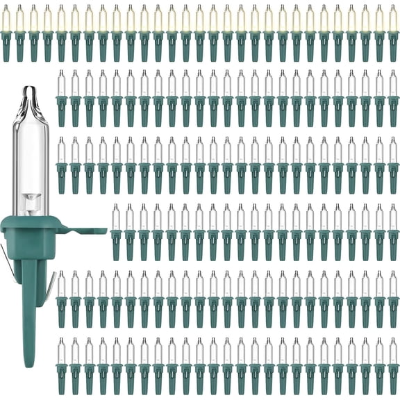 YANTON 400 Pcs Christmas Replacement Mini Light Bulb 3 Volt 0.06 Watt Christmas Tree YANTON Light Bulbs Warm White Xmas Lights with Green Base for Party Holiday Indoor Outdoor Supplies