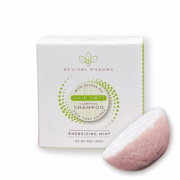 Revival Pharms Clarifying Shampoo Bar, 3 oz, with Castor Oil, Energizing Mint