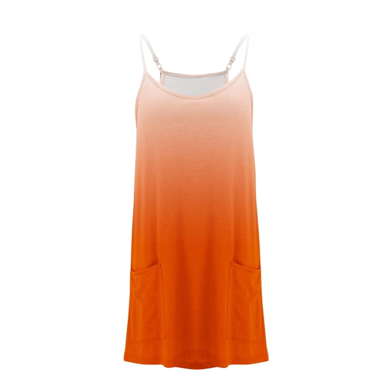 Atoguta Size 5t-14 Graduation Dresses for Girls Casual Summer Straps Romper Dresses Tennis Dresses With Pockets Orange, Girl's, Size: 9-10