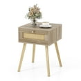 thumbnail image 1 of Gymax Nightstand Bedside End Sofa Table with Rattan Drawer for Bedroom & Living Room, 1 of 9