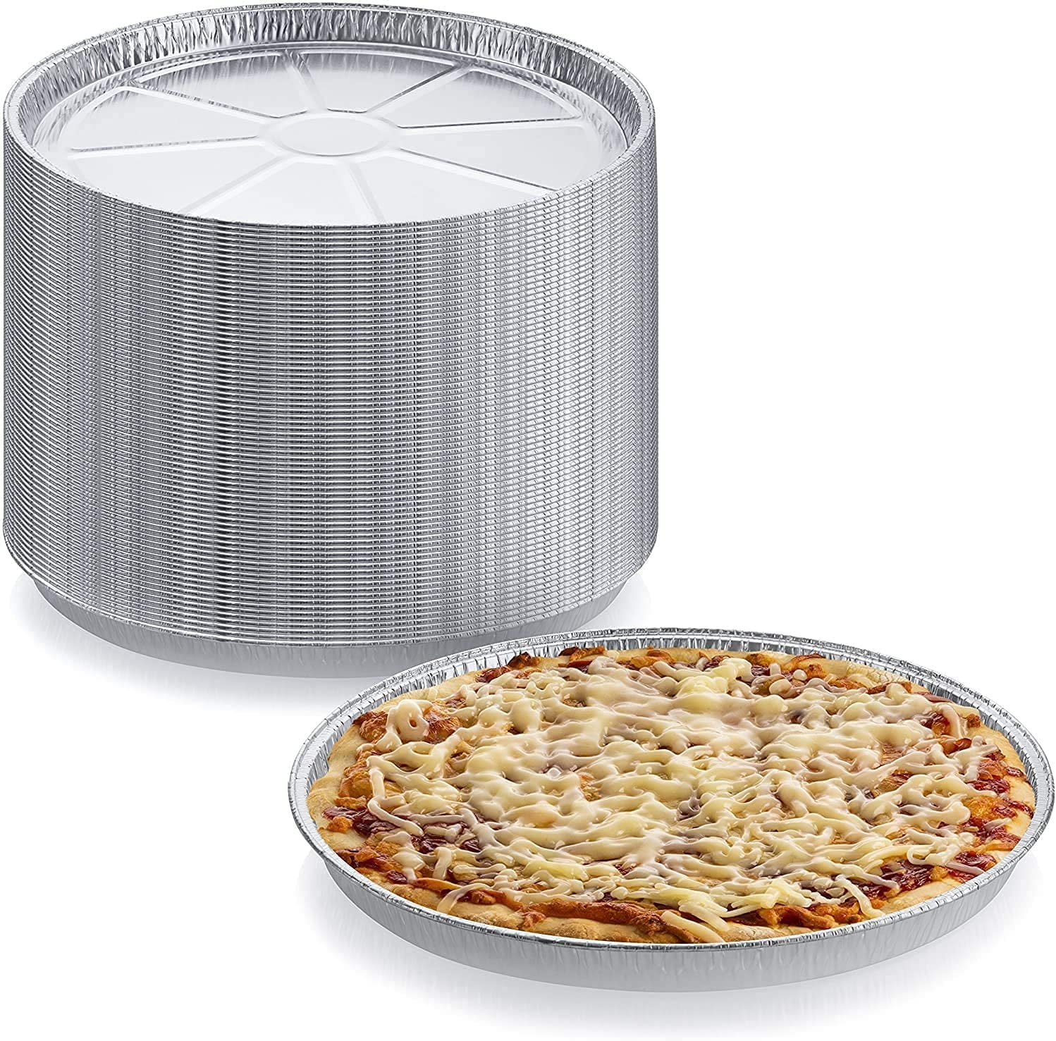 Durable Pizza Tray for Cookies Pack of 25 Disposable Round Foil Pizza Pans Cake Focaccia and More Size: 12-1/4 x 3/8 