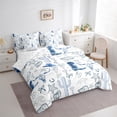 thumbnail image 3 of Manfei Retro Bull Skull 7-Piece Bedding Comforter Set,Blue Cowgirl Boots King Bedding Sets,Ocean Starfish Shell Bed Sheets For Girls,Luxury Bedroom Decor Reversible, 3 of 8