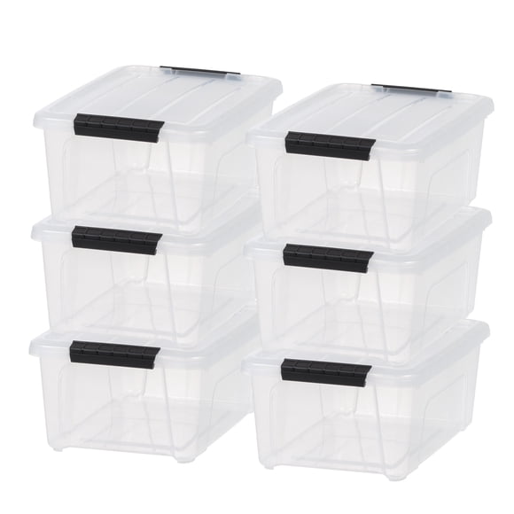 IRIS Bacs de Rangement en Plastique 12 L (13,5 Qt) avec Couvercles Conteneurs Empilables Lot de 6
