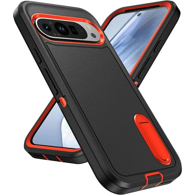 KOMI Shockproof Case for Google Pixel 9/9 Pro/9 Pro XL,Scratch-Resistant Drop Protection Case with Kickstand Raised Edges Highly Grippy Cover
