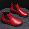 thumbnail image 4 of Fesfesfes Womens Work Boots Fall Winter Keep Warm Solid Color Short Boots Chunky Heel Middle Heel Boots Round-Toe Boots 4.5(35), 4 of 5