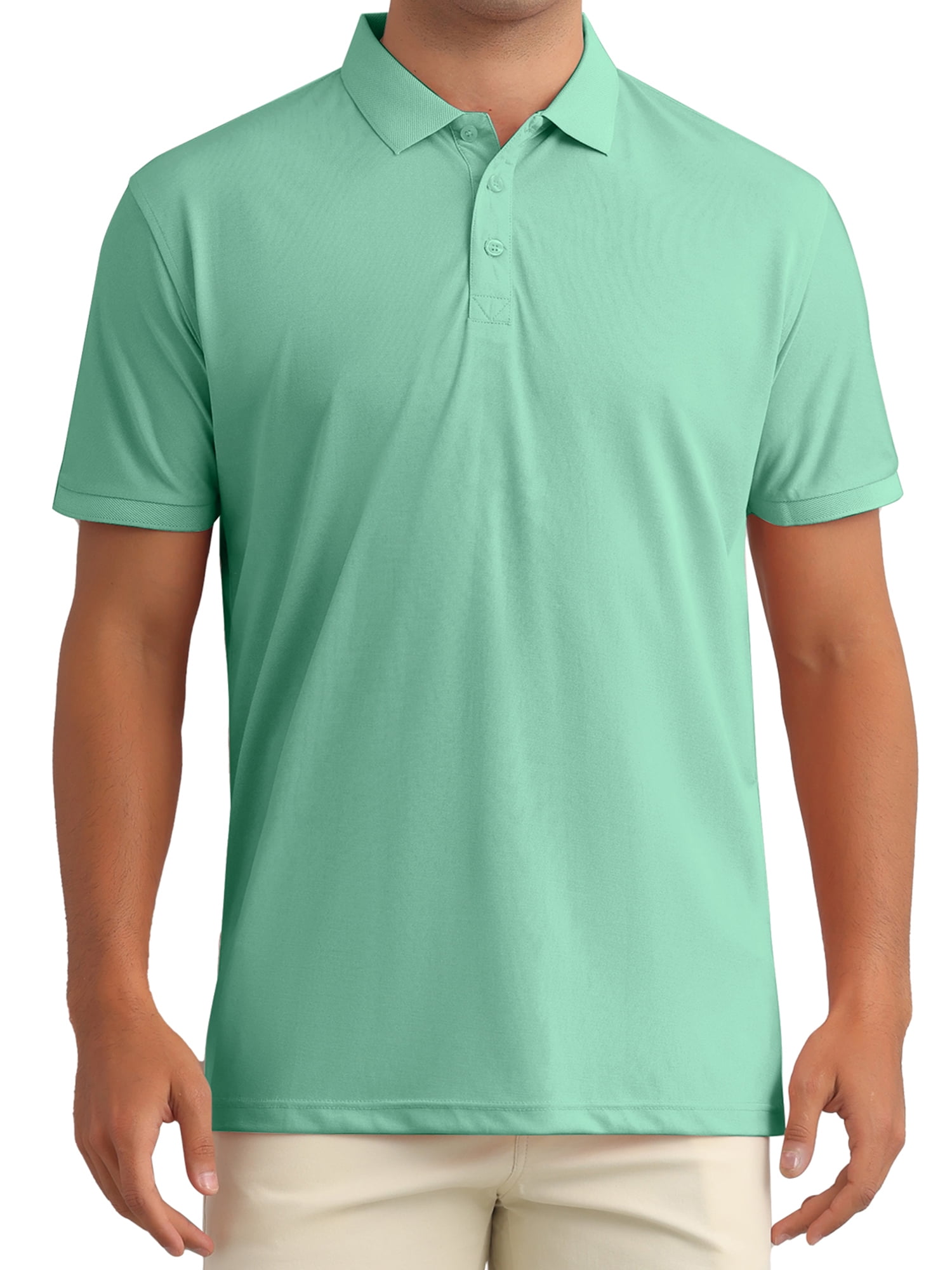 DARING DIVA Men's Solid Stretch Short Sleeve Slim Fit Golf Shirt XL Green