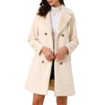 thumbnail image 1 of Abrigo de piel sintética con solapa Inspire Chic para moda femenina, abrigo de invierno acolchado de doble botonadura, talla XL, color beige, 1 of 6