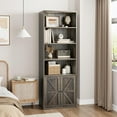thumbnail image 7 of Jojoka Bookcase with Doors Industrial Bookshelf Open Display Storage Shelves, 71.4 in Tall Farmhouse Bookcases Wooden 6 Shelf Bookshelves for Bedroom, Living Room, Home Office, Oak, 7 of 7