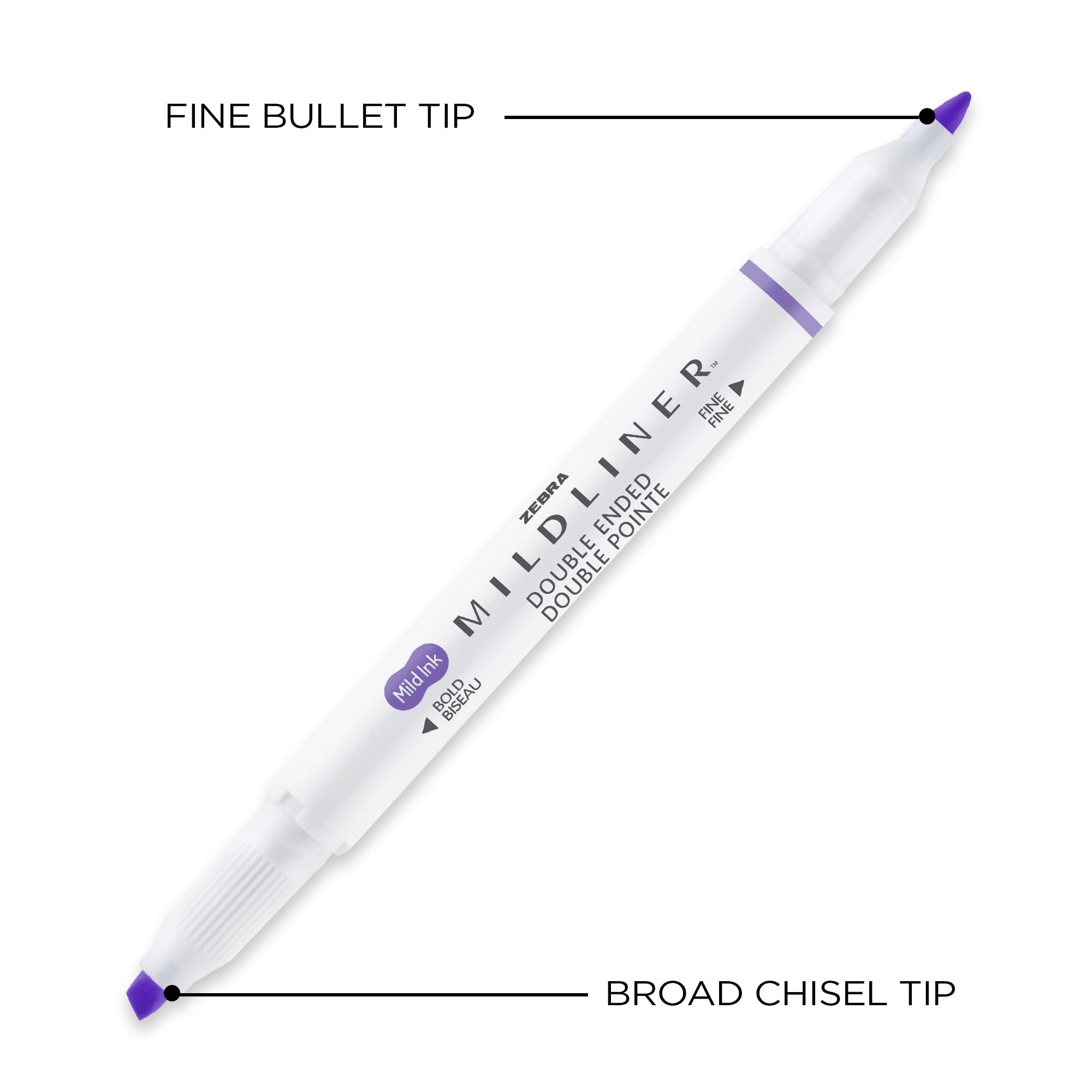 Zebra Mildliner Double Ended Highlighter - Lavender