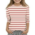 thumbnail image 1 of ShomPort T-Shirts Garçons Filles Manches 3/4 Motif à Rayures Col Rond sous-Vêtement Léger Chandail Doux et Confortable Couche de Base T-Shirts Hauts, 1 of 4
