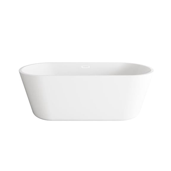 Elegant Kitchen & Bath BT10665GW-WHT 65 in. Soaking Bathtub, Glossy White with Polished White Trim