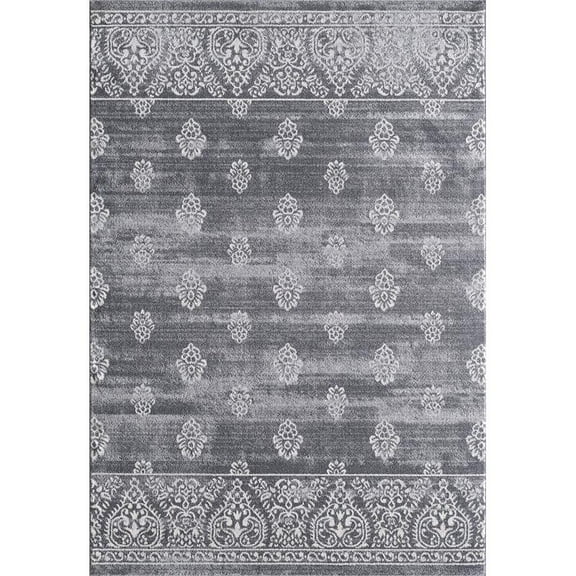 MDA Home Angel Black/Dark Gray Polypropylene Area Rug - 5' X 7'