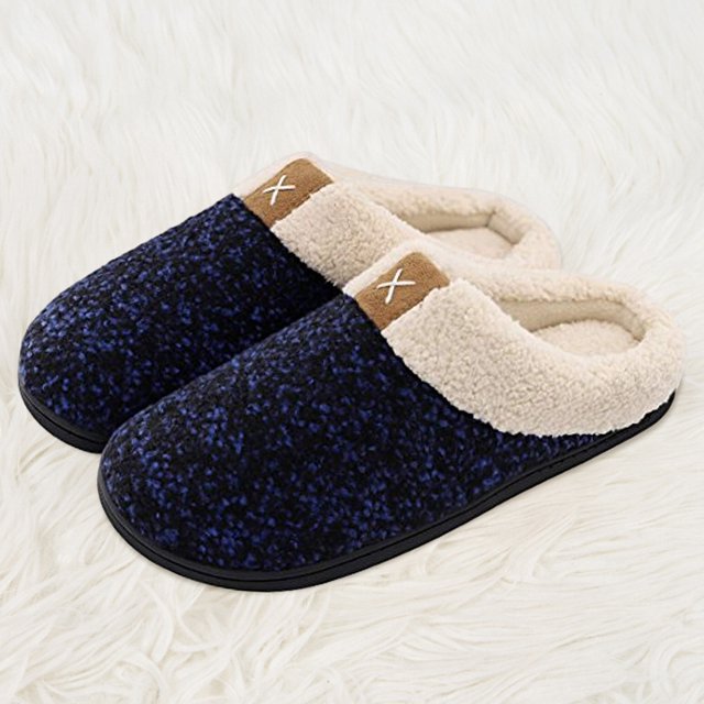 Zapatilla de espuma viscoelástica para hombre, suela de goma antideslizante, zapato de casa cómodo similar a la lana (azul XL) Wdftyju Tenis De Mujer Tenis De Hombre