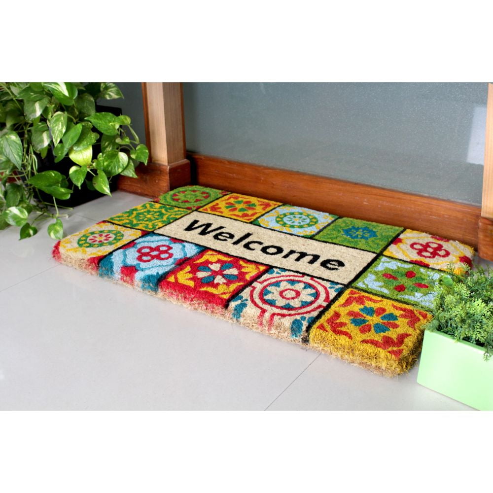 RugSmith Handloom Woven & Printed Folk Tile Rubber Indoor and
