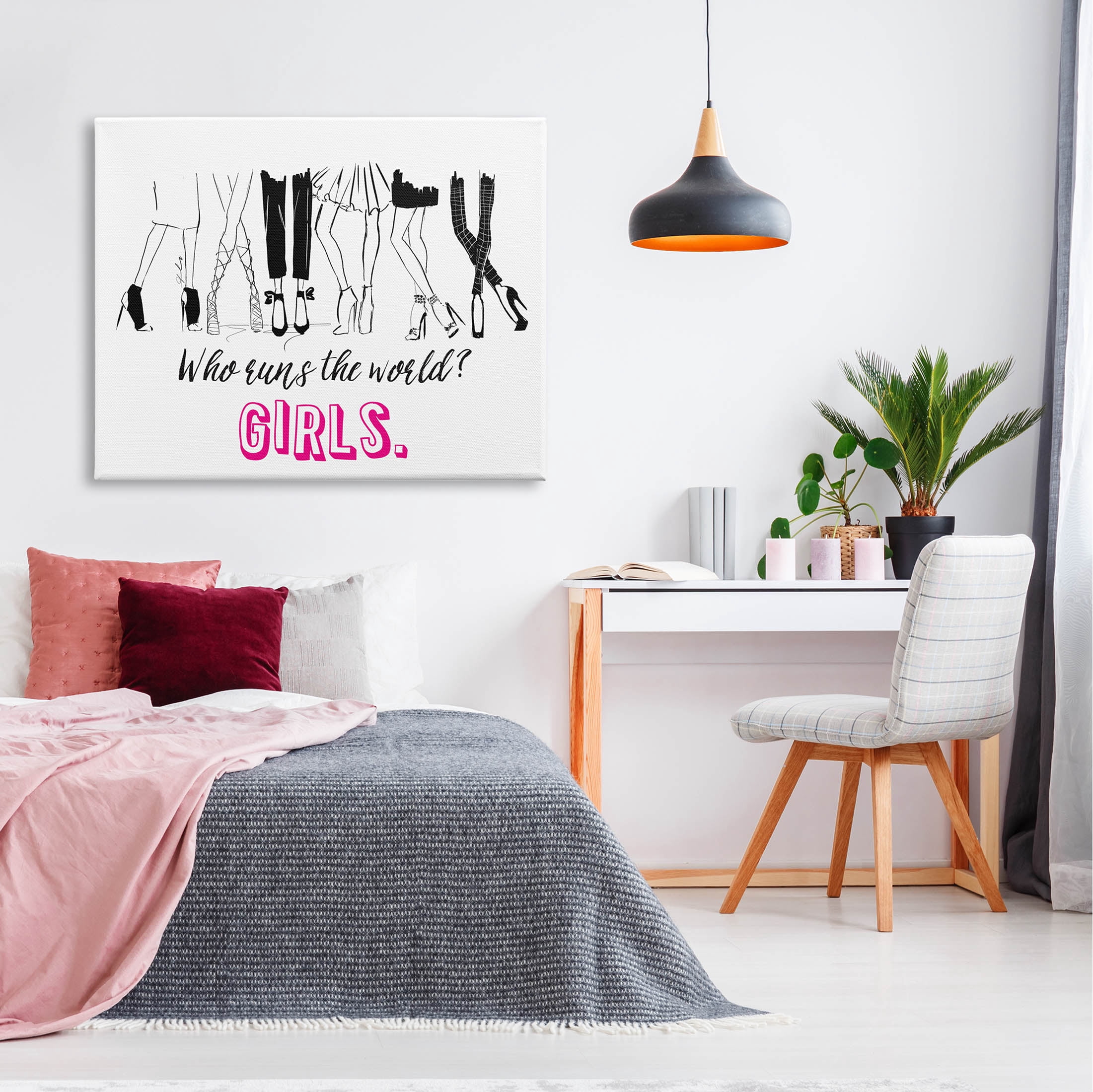 Stupell Industries Girls Run The World Glam Graphic Art Gallery Wrapped Canvas Print Wall Art, Design by Alison Petrie