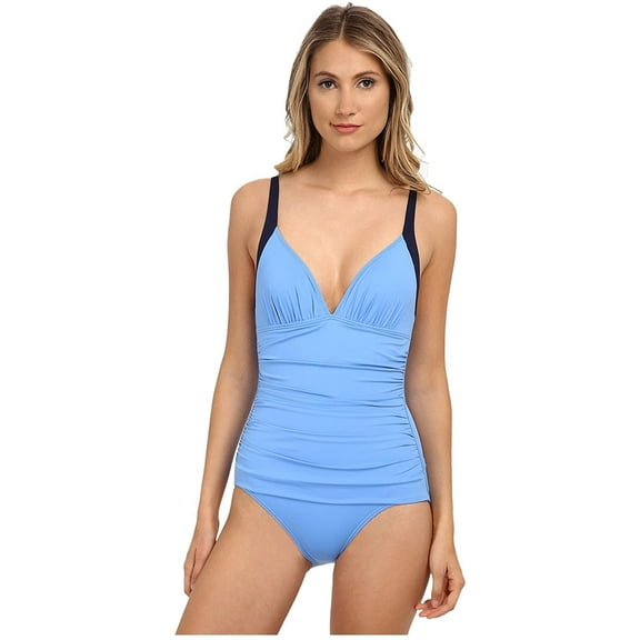 Tommy Bahama Women's Deck Piping One-Piece, Blue Zaffiro/Mare Navy, 10