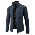 thumbnail image 4 of LZHGirlshop Men's Full Zip Cardigan Sweater Slim Fit Knitted Zip Up Solid Color Stand Collar Sweater with Pockets,Navy Blue,3XL, 4 of 5
