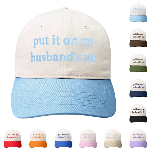 Put It On My Husband's Tab Funny Trucker Hats Women Vintage Adjustable Baseball Cap Embroidery Fashion Trucker Hat