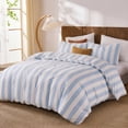 thumbnail image 3 of Rainbow Striped Duvet Cover Set Queen Size, 100% Cotton Bedding Set with Zipper Closure & 8 Corner Ties, Luxury Linen Like Bedding, Soft Breathable Comforter Cover for All Seasons, 3 of 12