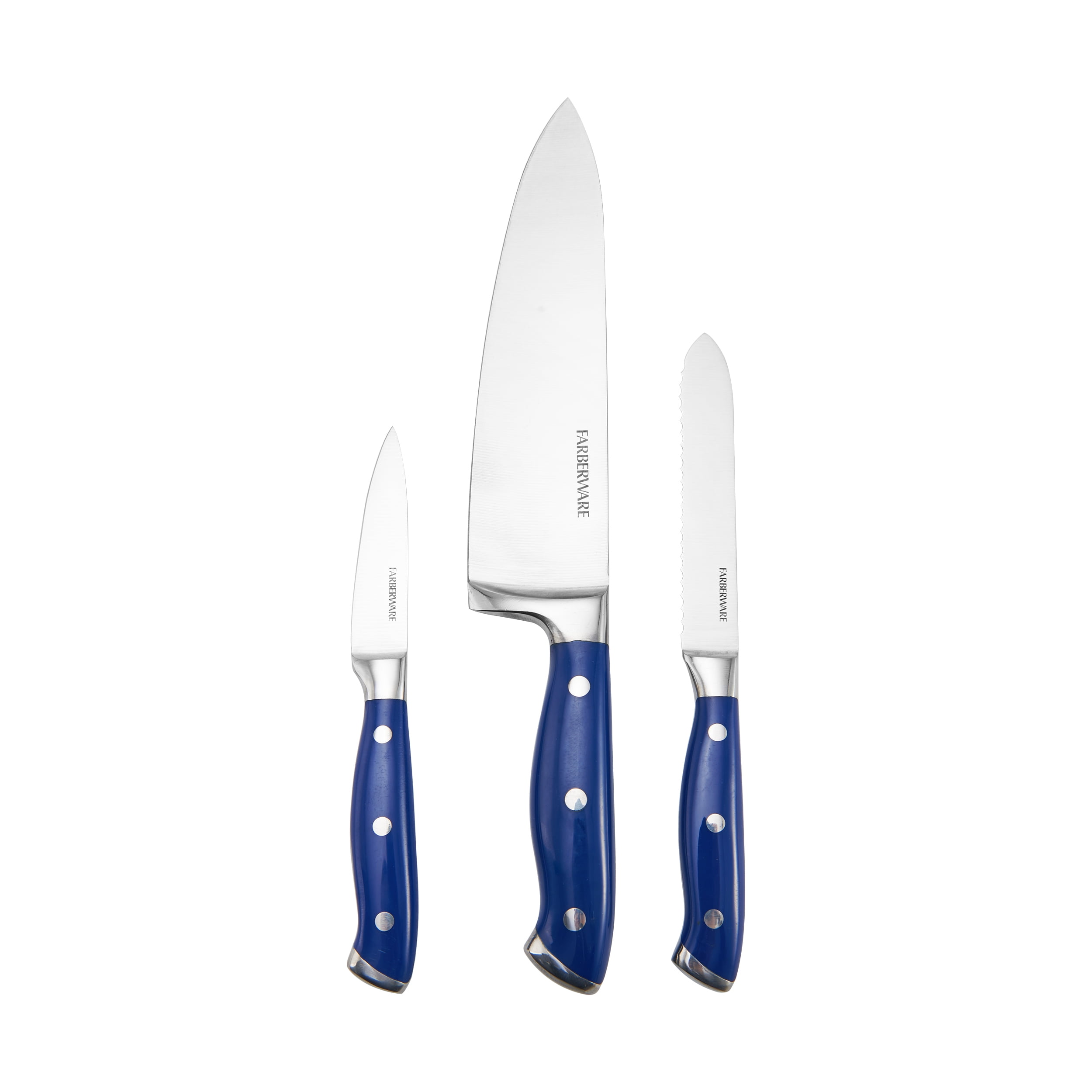 Farberware Triple Rivet Navy Chef Knife Set, 3Piece