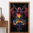 thumbnail image 4 of Cortina de puerta semiopaca de dos piezas con diseño de patchwork de Deadpool y Wolverine, cortinas opacas decorativas para dormitorio, sala de estar, decoración de habitación de niños, 34 x 56, 4 of 7