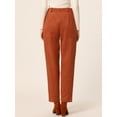 thumbnail image 4 of Pantalones de gamuza sintética para mujer Pantalones casuales de cintura alta con cinturón y piernas rectas Caramelo XS, 4 of 6