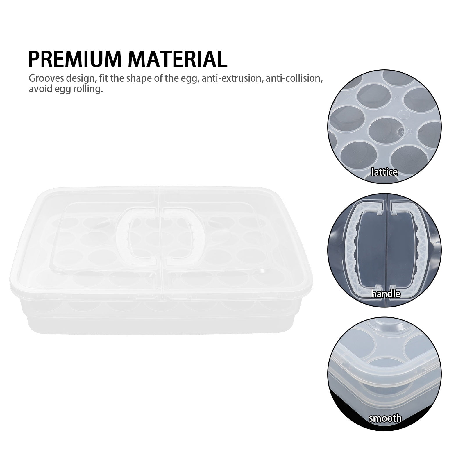 FENGGUIQU Transparent Egg Storage Box with Lid Large Capacity Refrigerator Organizer
