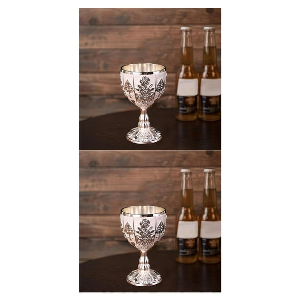 Advancent Copa de vino vintage Copa de vidrio en relieve para entusiastas del vino Vasos clásicos Calabaza rosa plateada Calabaza rosa plateada 2Conjunto
