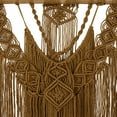 thumbnail image 4 of DecMode Brown Fabric Handmade Intricately Weaved Macrame Wall Decor with Beaded Fringe Tassels, 4 of 7