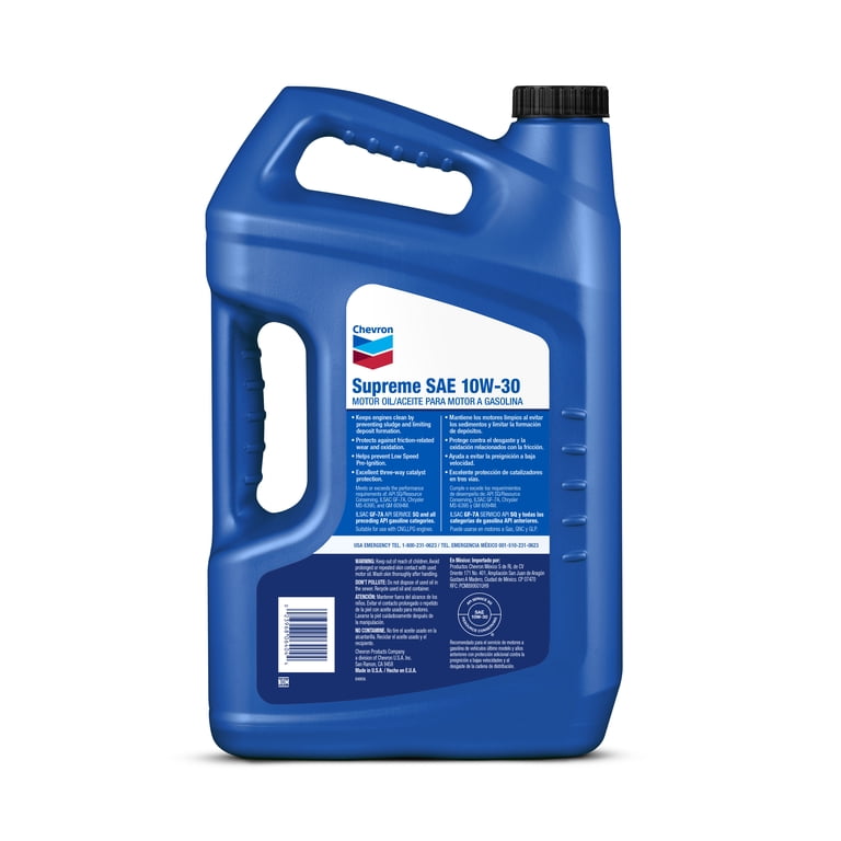 Chevron Supreme 10W-30 Motor Oil, 5 Quart - Walmart.com