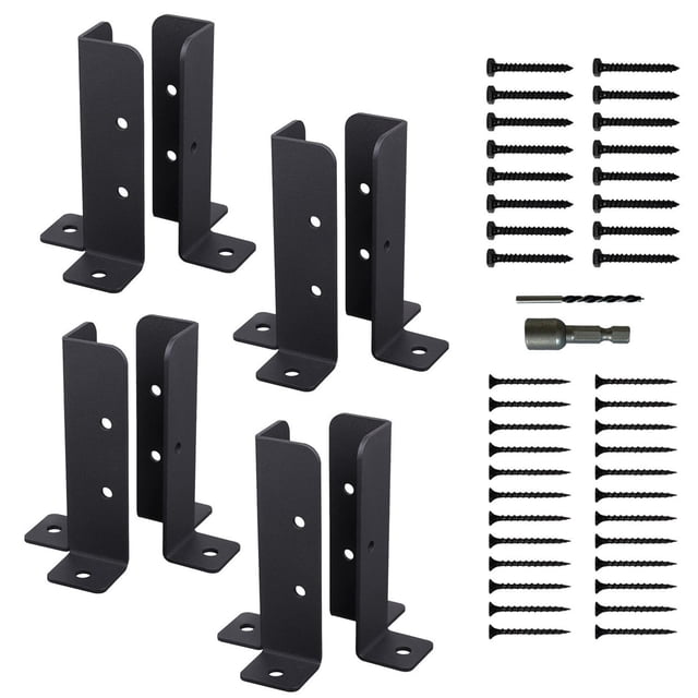 Supports de Base en Acier Réglables pour Colonnes en Bois - Lot de 8 Robuste avec Kit d'Installation, Antirouille et Imperméable pour Utilisation Extérieure sur Terrasses, Pergolas et Clôtures