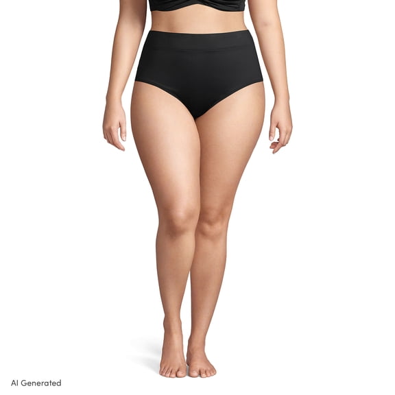 Lands' End Women's Plus Size High Waisted Bikini Bottoms
