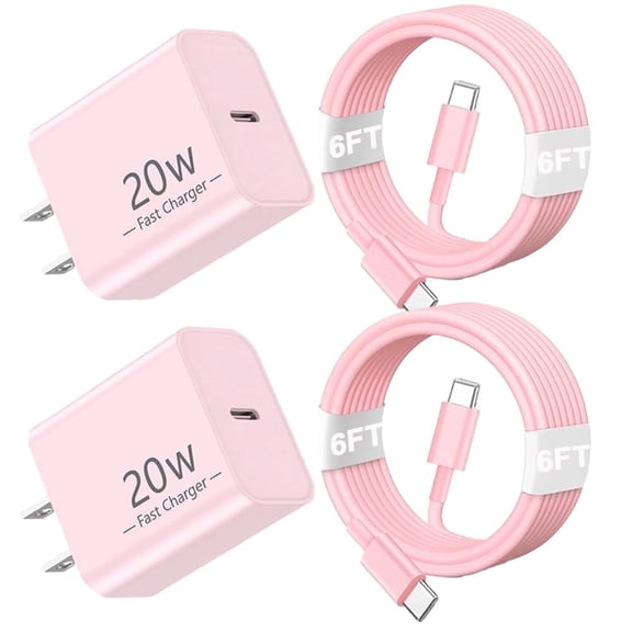 For iPhone 17 16 15 fast charging,2 pack 20W USB C Fast Charger Block with 6ft type C  cable  for iPhone16  15, Glaxy, Android Devices