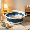 thumbnail image 5 of Portable Foldable Washbasin Large - Compressible Travel Basin for Home Bathroom Kitchen, Plastic, Collapsible Sink Tub, 13.78x4.13in, 5 of 7
