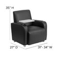 thumbnail image 5 of Flash Furniture George LeatherSoft Waiting Room Guest Chair with Tablet Arm and Cup Holder, Black, 5 of 13