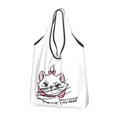 thumbnail image 2 of Bolsas de compras reutilizables con forma de gato de Marie Aristogatos, bolsas de compras plegables con la frase "No toques mi comida", bolsas de mano grandes lavables, 2 of 5