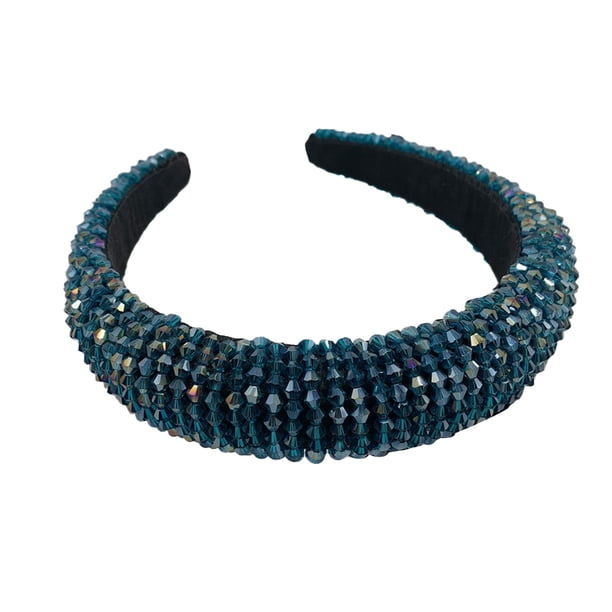 Sonducket Diademas con cuentas de cristal con purpurina, tocado de punto Flexible para el cabello, tocado para mujer, fiesta, colorido brillante Accesorio para el cabello Verde Sonducket AP010971-12B