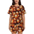 thumbnail image 1 of Balery Vintage Basketball Conjunto de Pijama para Mujer con Estampado, Dos Piezas de Manga Corta y Shorts, Ropa de Dormir Suave con Cuello Redondo y Bolsillos-3X-Large, 1 of 6