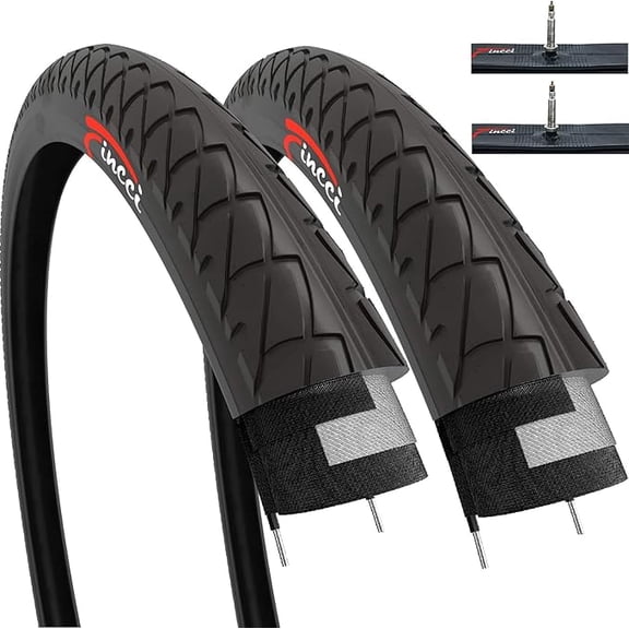 Fincci 26x2.125 Bike Tires with Inner Tubes (53-559) Foldable Kevlar for City, Hybrid, and Mountain Bikes, Set of 2