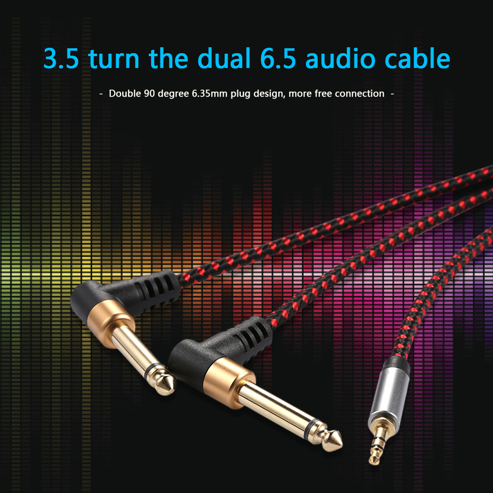 Audio Cable Angled Mini Jack 3.5 to Dual 1/4" Jack for TV PC Speaker Amplifier 3.5mm to 2*6.35 OFC Cable Length(m):3M - image 4 of 8