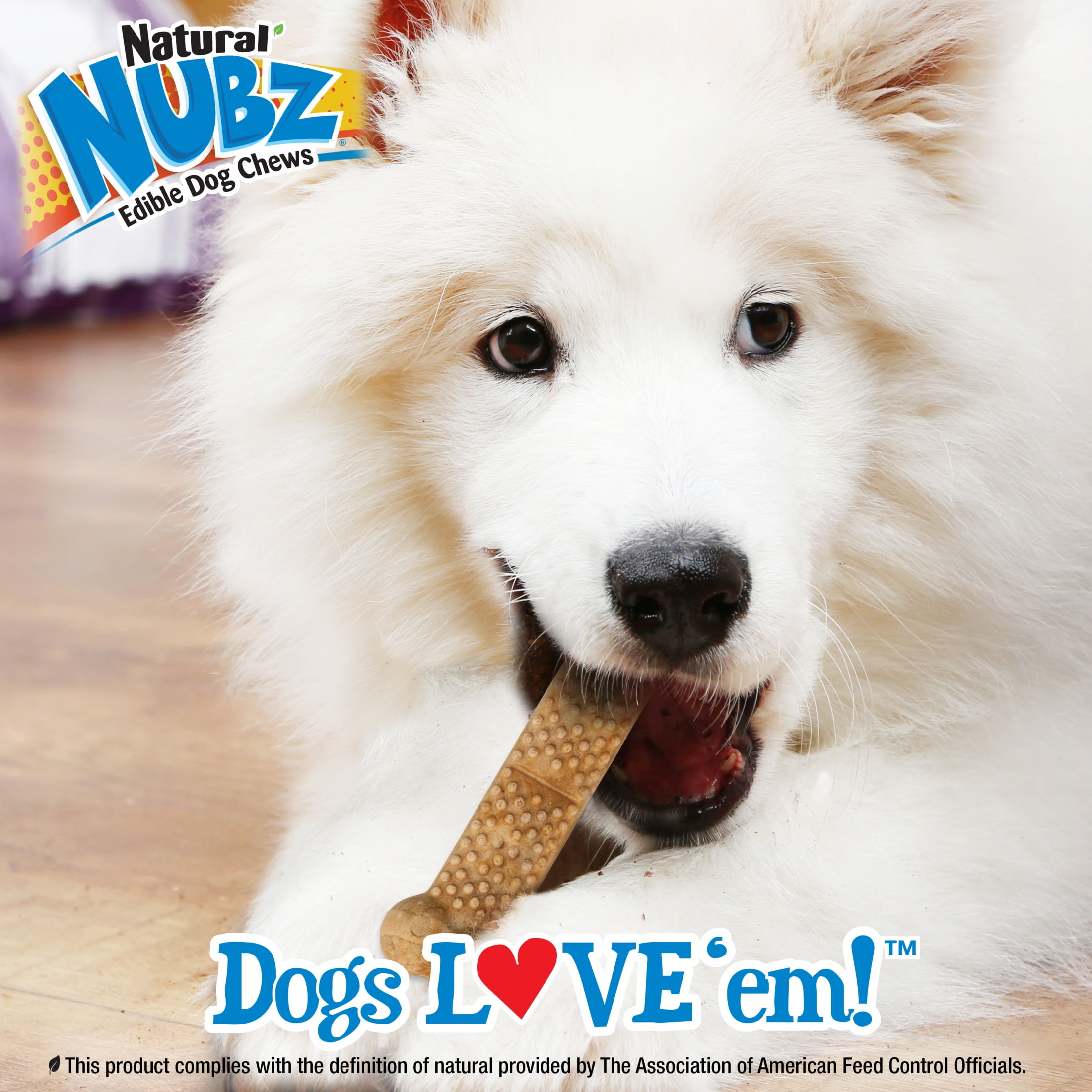 Nylabone Nubz Natural Edible Chew Treats for Dogs, Long Lasting Chews Made in USA, Peanut Butter Flavor, Large - Up to 30 lbs. (18 Count)
