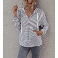 thumbnail image 3 of Sudaderas con cuello en V a rayas, sudaderas con capucha de manga larga para mujer Sudaderas con capucha de manga larga para mujer confeccionadas con cuidado, 3 of 7