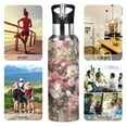 thumbnail image 5 of Fresh Flowers Stripes Background Sports Bottle with Straw Stainless Steel Water Jug Portable Thermal Cup Leak-proof 1000ML, 5 of 9