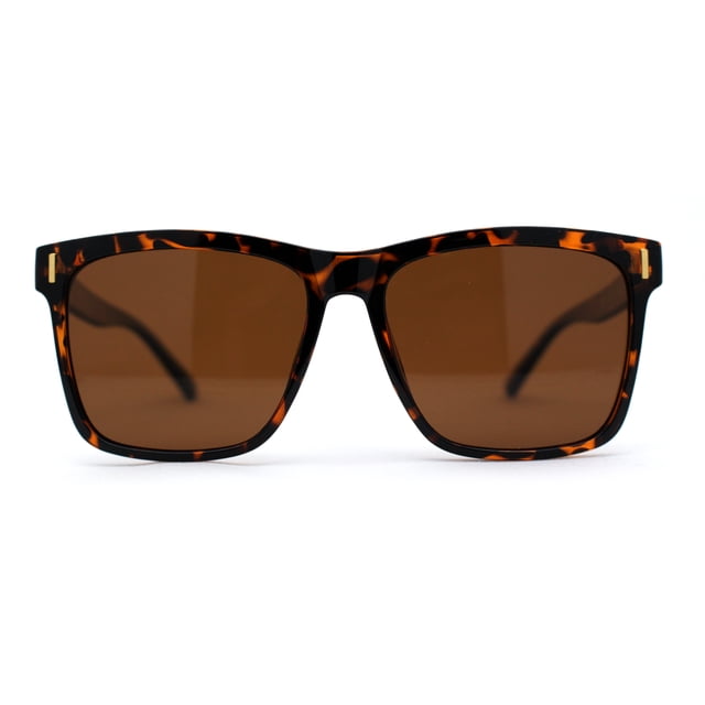 Polarized Mens Large Hipster Horn Rim Light Weight Thin Plastic Sunglasses Tortoise Brown