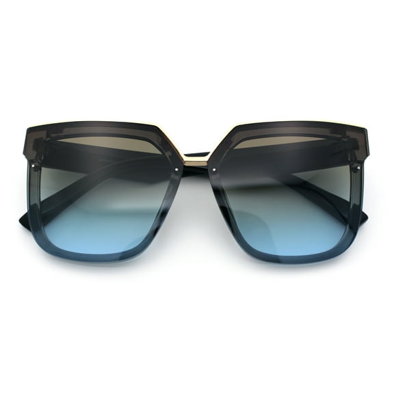 Womens Designer Squared Butterfly Chic Sunglasses Black Blue - Black Blue