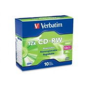 Verbatim 95156 700 MB/80 min 12x Slim Jewel Case CD-RW High-Speed Rewritable Disc - Silver (10/Pack)