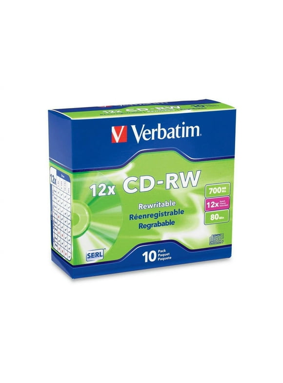 Verbatim 700MB 12X CD-RW 10 Packs Slim Jewel Case Disc Model 95156