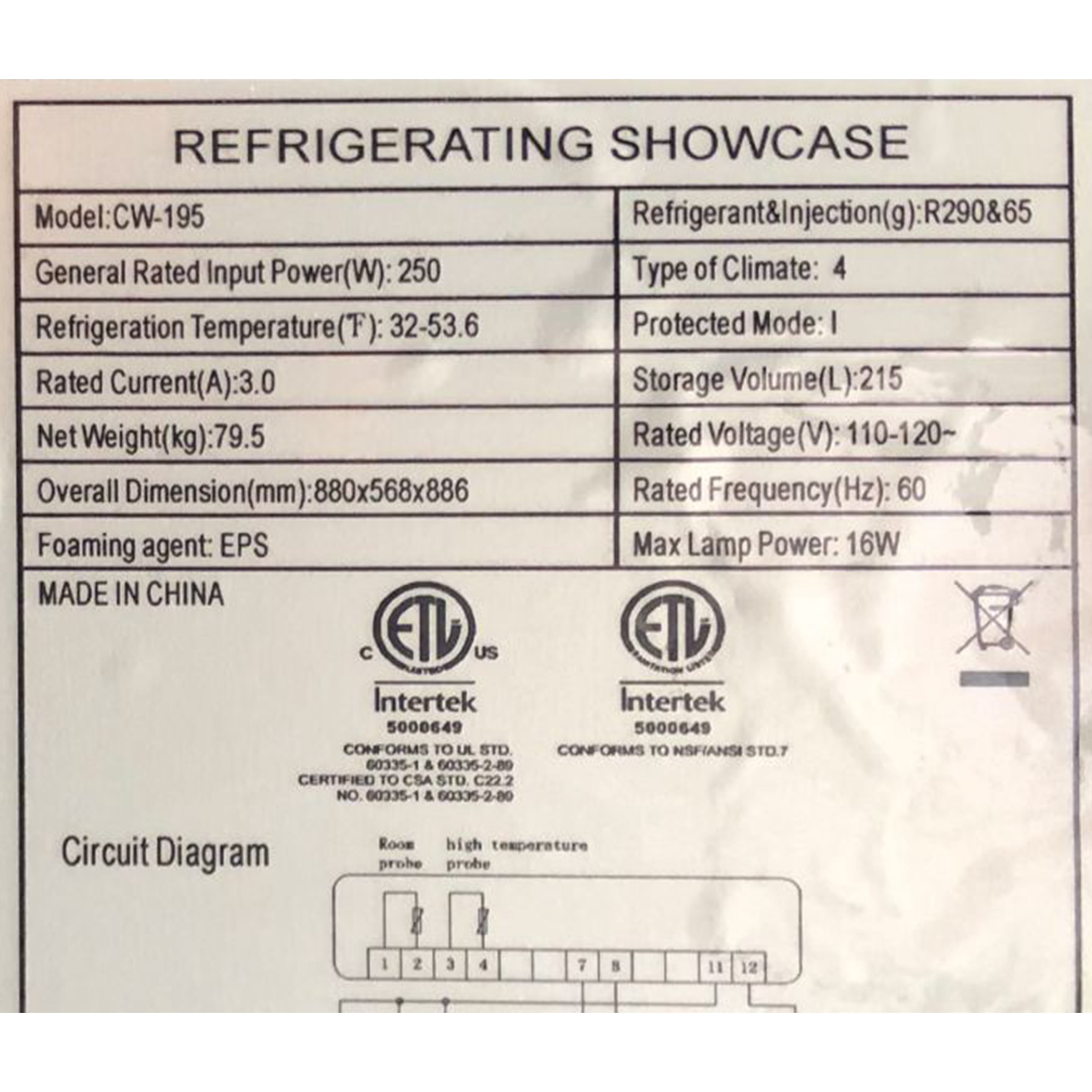 NSF 35 in. Countertop Refrigerated Display Case 6.8 Cu.Ft. Electric Commercial Cabinet Counter Food Refrigerated Display