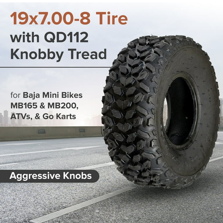 AlveyTech 19x7.00-8 Knobby QD112 Tread - Replacement Tire for Baja